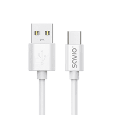 SAVIO CL-168 USB-A apa - USB-C apa Adat és töltő kábel - Fehér (2m) (CL-168)