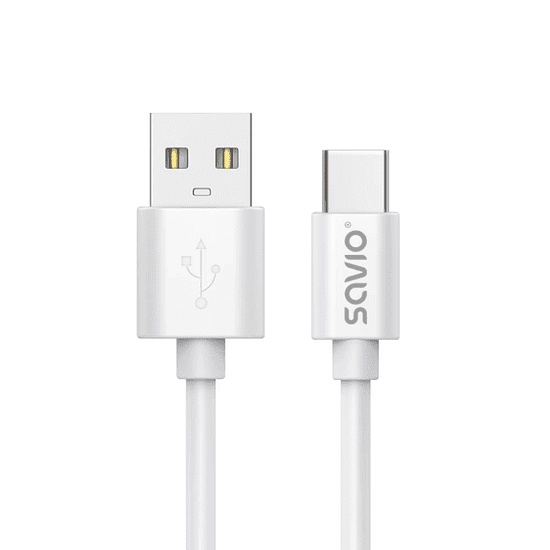 SAVIO CL-168 USB-A apa - USB-C apa Adat és töltő kábel - Fehér (2m) (CL-168)