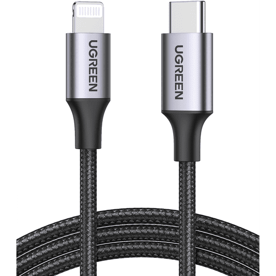 Ugreen 60759 mobiltelefon kábel Fekete, Ezüst 1 M USB C Lightning (60759)
