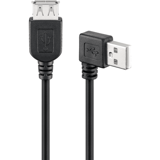 Goobay 95701 USB-A anya - USB-A 90° apa 2.0 Hosszabbító kábel - Fekete (0.15m) (95701)