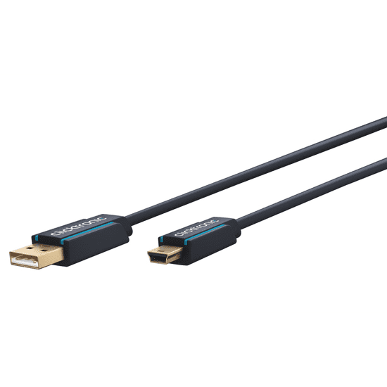 ClickTronic 70126 USB-A apa - Mini USB-B apa 2.0 Adat és töltő kábel 1m - Szürke (70126)