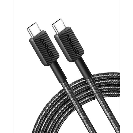 Anker 322 USB-C apa - USB-C apa Adat és töltő kábel - Fekete (0.9m) (A81F5G11)