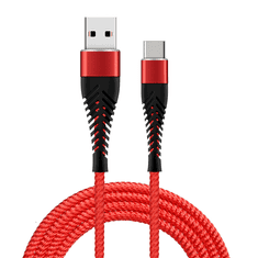 Fusion Fishbone USB-A - USB-C Adat és töltő kábel - Piros (1.5m) (FUSUSBC15RD)