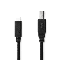 Nedis CCGB60650BK20 USB Type-C apa - USB Type-B apa 2.0 Adat és töltő kábel - Fekete (2m) (CCGB60650BK20)
