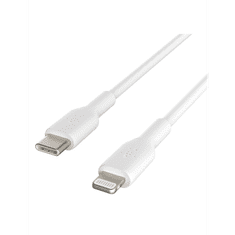 Belkin Cable BoostCharge USB-C apa - Lightning apa 2.0 Adat és töltő kábel - Fehér (2m) (CAA003BT2MWH)