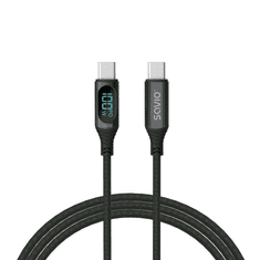 SAVIO CL-174 USB-C apa - USB-C apa 2.0 Adat és töltőkábel - Fekete (1m) (CL-174)