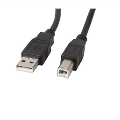 Lanberg CA-USBA-10CC-0005-BK USB-A apa - USB-B apa 2.0 Nyomtató kábel - Fekete (0.5m) (CA-USBA-10CC-0005-BK)