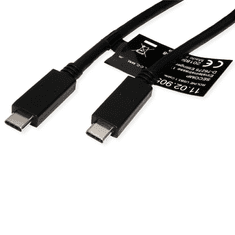 ROLINE 11.02.9053 USB-C apa - USB-C apa 3.2 Adat és töltőkábel - Fekete (1m) (11.02.9053)