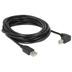 DELOCK USB2.0 Type-A - USB Type-B 90° Összekötő kábel 5m - Fekete (83530)
