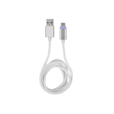 Natec NKA-1209 Extreme Media USB-A apa - MicroUSB apa LED Adat- és töltőkábel 1m - Ezüst (NKA-1209)