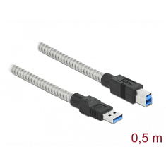 DELOCK USB-A apa - USB-B apa Adat- és töltőkábel 0.5m - Ezüst (86777)