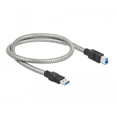 DELOCK USB-A apa - USB-B apa Adat- és töltőkábel 0.5m - Ezüst (86777)