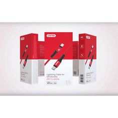 Unitek MFI Pro Lighning apa - USB-C apa Adat- és töltőkábel 1m - Piros (C14060RD)