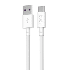 Budi 157 USB-A apa - USB-C apa 2.0 Adat és töltőkábel - Fehér (1m) (157)