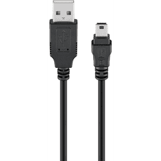 Goobay 93229 USB-A apa - Mini USB apa 2.0 Adat és töltőkábel - Fekete (0.3m) (93229)