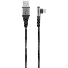 Goobay USB-A apa - USB-C apa 90 fokos Adat és töltő kábel - Szürke (1m) (64656)