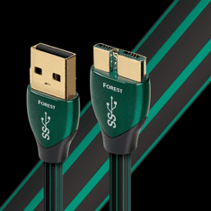 AudioQuest Forest USB 3.0-A apa - Micro USB-B apa Összekötő kábel 1.5m - Fekete/Zöld (USBFOR301.5MI)