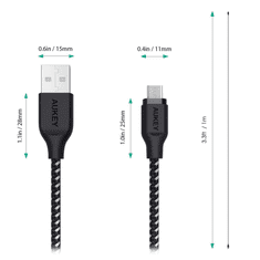 Aukey CB-AM1 USB-A apa - Micro USB apa 2.0 Adat és töltőkábel - Fekete (1.2m) (CB-AM1 BLACK)