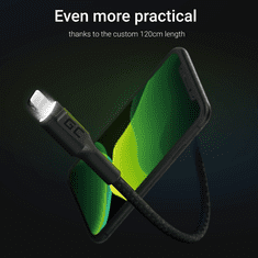 Green Cell GC Ray USB-A apa - Lightning apa Adat- és töltőkábel 120cm - Fekete (3 db) (KABGCSET05)