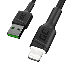 Green Cell GC Ray USB-A apa - Lightning apa Adat- és töltőkábel 120cm - Fekete (3 db) (KABGCSET05)