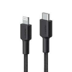 Aukey CB-CL03 Lightning apa - USB-C apa 2.0 Adat és töltő kábel - Fekete (2m) (CB-CL03)