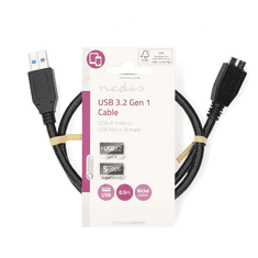 Nedis CCGL61500BK05 USB-A apa - USBMicroB apa 3.2 Adat és töltő kábel - Fekete (0.5m) (CCGL61500BK05)