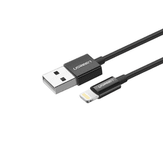 Ugreen 80822 US155 mobiltelefon kábel Fekete 1 M USB A Lightning (80822)