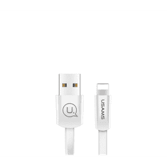 USAMS U2 USB-A apa - Lightning apa 2.0 Lapos adat és töltőkábel - Fehér (1.2m) (SJ199IP02)