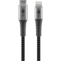 Goobay 49271 USB-C apa - Lightning apa 2.0 Adat és töltőkábel - Fekete/Szürke (1m) (49271)