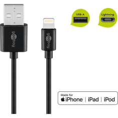 Goobay 63523 USB-A apa 2.0 - Lightning apa Adat és töltőkábel - Fekete (1m) (63523)