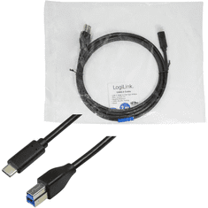LogiLink USB-C apa - USB-B apa Összekötő kábel 2m - Fekete (CU0163)