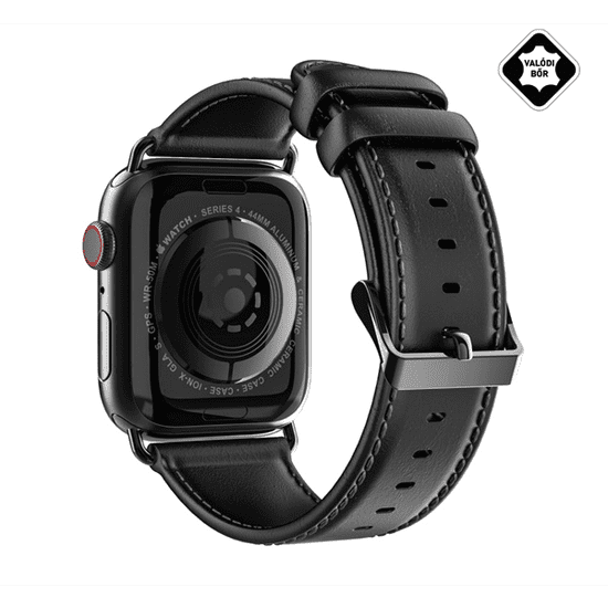 Dux Ducis Apple Watch S1/2/3/4/5 Bőr pótszíj 38/40mm - Fekete