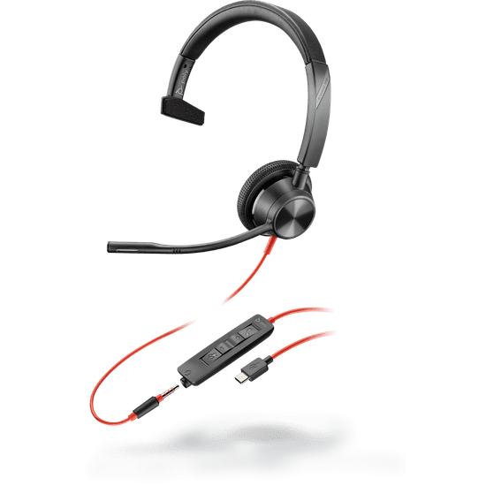 Plantronics POLY Blackwire 3315 Headset Vezetékes Fejpánt Iroda/telefonos ügyfélközpont USB C-típus Fekete, Vörös (214015-01)