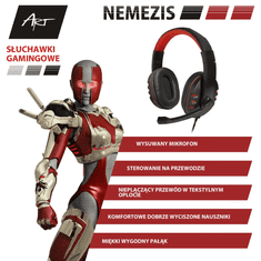 ART NEMEZIS Gaming Mikrofonos Fejhallgató Fekete (SLNEMEZIS)