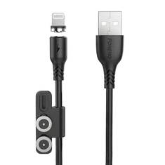 Foneng X62 Magnetic 3az1-ben USB-A - USB-C/Lightning/MicroUSB töltőkábel 1m fekete (6970462516361) (6970462516361)