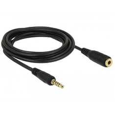 DELOCK JACK - JACK hosszabbító kábel 3m (3.5mm jack apa - 3.5mm jack anya) Fekete (85703)