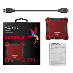 A-Data 240GB SD600Q Piros USB 3.1 Külső SSD (ASD600Q-240GU31-CRD)