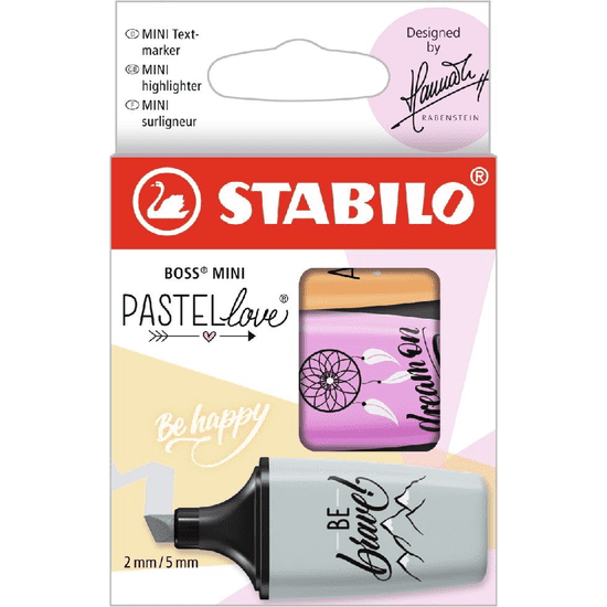Stabilo 07/03-59 BOSS MINI Pastellove 2-5mm Szövegkiemelő készlet - Vegyes színek (3 darabos)