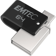 Emtec 64GB T260B Mobile & Go USB-A/Micro USB 2.0 Pendrive - Fekete (ECMMD64GT262B)