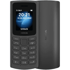 Nokia 105 4G 48MB/128MB Dual SIM Okostelefon - Fekete + Domino Quick SIM kártya csomag (105 4G DOMINO)