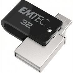 Emtec 32GB T260B Mobile&Go USB 2.0 USB-A/microUSB Pendrive - Fekete/Szürke (ECMMD32GT262B)