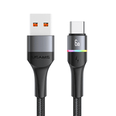 USAMS SJ536 USB-A apa - USB-C apa 3.0 Adat és töltő kábel - Fekete (1.2m) (SJ36USB01)