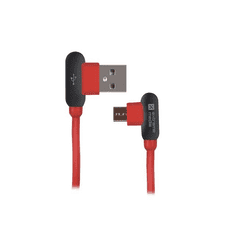 Natec NKA-1199 Extreme Media USB-A apa 90° - MicroUSB apa 90° Adat- és töltőkábel 1m - Piros (NKA-1199)