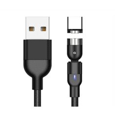 Maclean MCE475 USB-A apa - USB-C apa 3.0 Mágneses adat és töltő kábel - Fekete (2m) (MCE475)