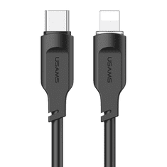 USAMS US-SJ566 USB-C apa - Lightning apa 2.0 Adat és töltőkábel - Fekete (1.2m) (SUNS0232-B)