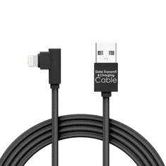 Delight 55444I-BK USB-A apa - Lightning apa 2.0 Derékszögű adat és töltőkábel - Fekete (2m) (55444I-BK)