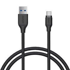 Aukey USB 3.0-A apa - USB 3.0-C apa Adat- és töltőkábel 1.2m - Fekete (CB-AC1)