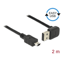 DELOCK 83544 USB 2.0-A apa - USB 2.0 mini-B apa Összekötő kábel 2m - Fekete (83544)