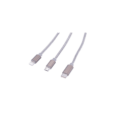 Troika CBL30/GY USB Type-A / Type-C apa - USB Type-C / MicroUSB / Lightning apa Adat és töltő kábel - Fehér/Fekete (1.1m)- (CBL30/GY)