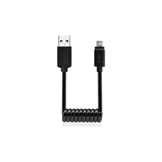 SBS TECABLEMICROSK USB-A apa - Micro USB apa 2.0 Adat és töltő spirálkábel - Fekete (0.5m) (TECABLEMICROSK)
